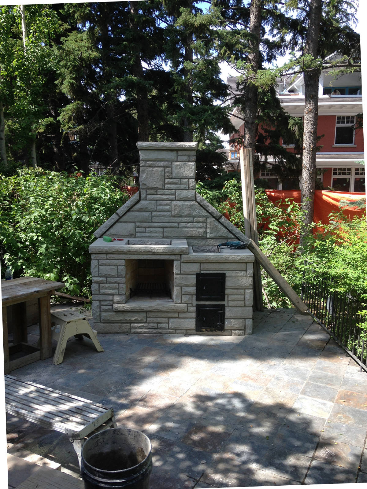 Calgary Stonemason Backyard Fire BBQ